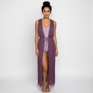 Intimately Free People What's Good SzS‎ Purple Kimono Butterfly Floral Lace Boho